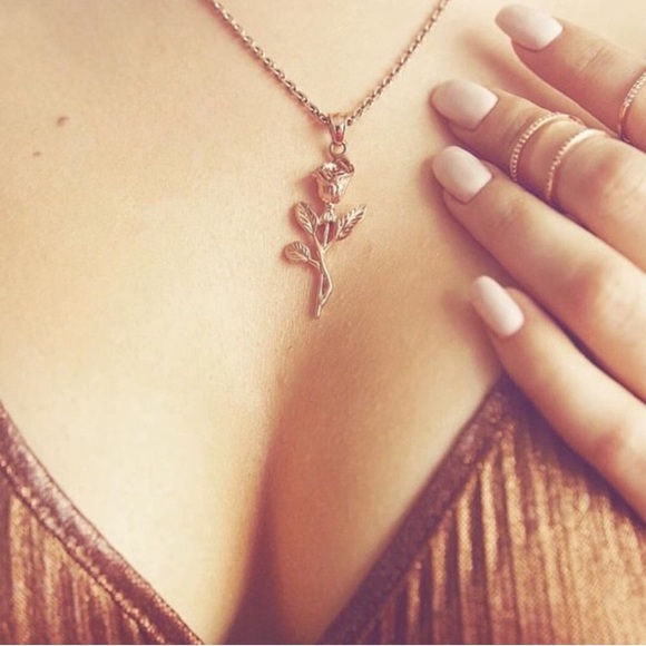 Solid 10k Gold Tri Color Rose Pendant Necklace - Picture 5 of 5